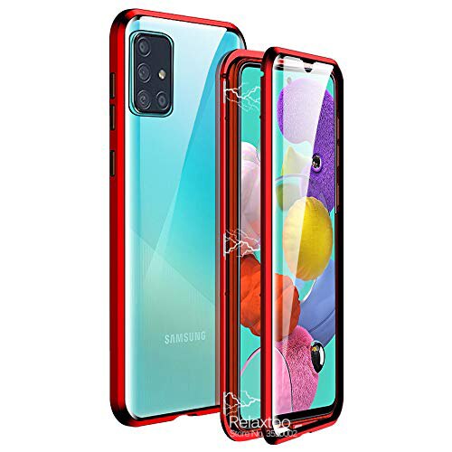 360° Full Protection Magnetic Flip case For Samsung Galaxy a51 a71 a515F a715F a 51 71 Double-sided Glass phone Cover Coque: M30S / red