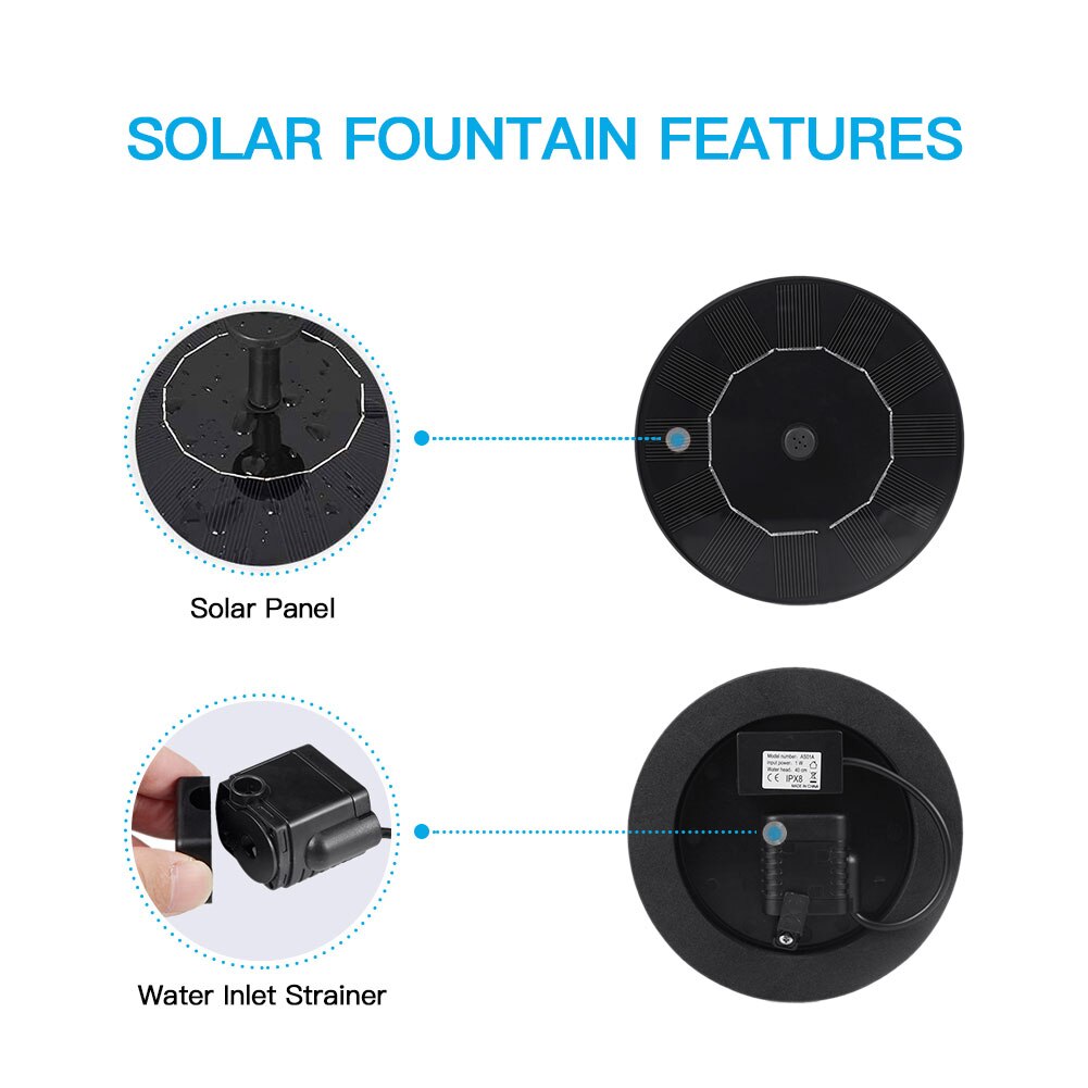 Mini Solar Fountain Solar Water Fountain Garden Pool Pond Outdoor Solar Panel Garden Decoration