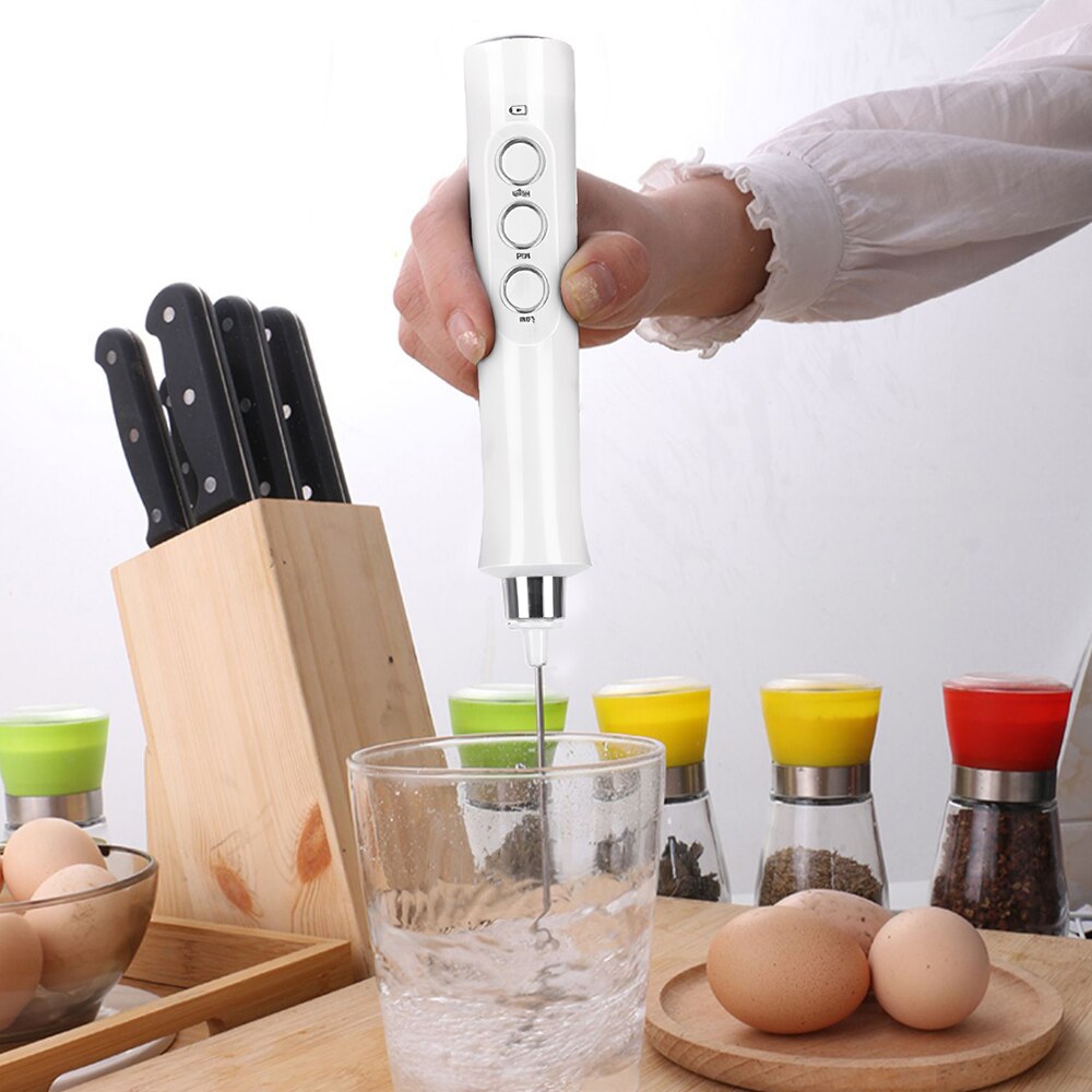 3 in 1 elektrisk mjölkskummare usb uppladdningsbar äggvisp multifunktionell elektrisk mixer för barnmat glass mjölkskum
