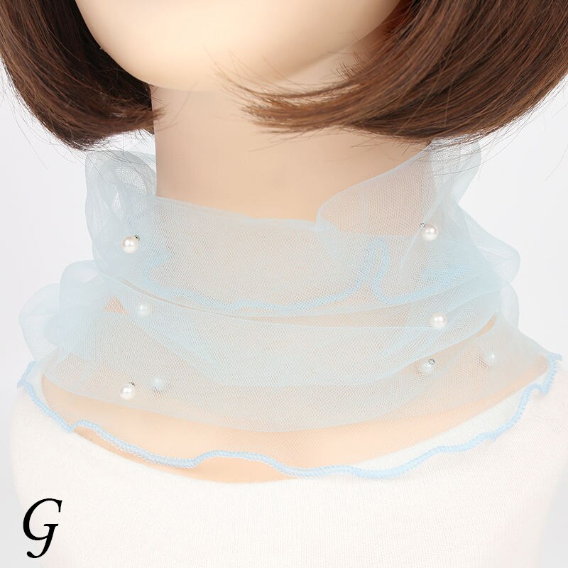 Bufanda de cuello de gasa para mujer, protector solar fino para la cabeza, variedad de pañuelos pequeños de seda Anti-UV, mascarilla multifunción, primavera y verano: G