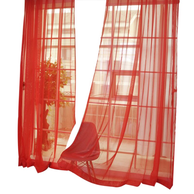 1pc ren farge bryllup glassgarn gjennomsiktig vindusskjerm ferdig gardiner hjem dekorasjon 100 x 200cm