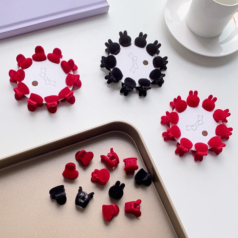 10/1Pcs Velvet Hair Claw Heart-shape Hair Clip Women Mini Size Claw Clip Solid Color Hairpin Barrettes Headwear Hair Accessories