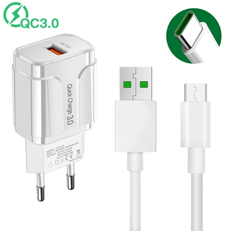 QC 3.0 Fast Charger USB adapter 5A Super Flash VOOC Charge cable For Samsung S20 FE A50 Xiaomi POCO X3 OPPO A92 F17 Realme 6 X50