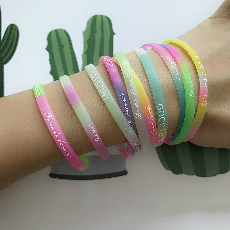 1 Pcs Fluorescent Rubber Fitness Wristband Bracelet Souvenir Silicone Sports Bracelet Best Friend Volleyball