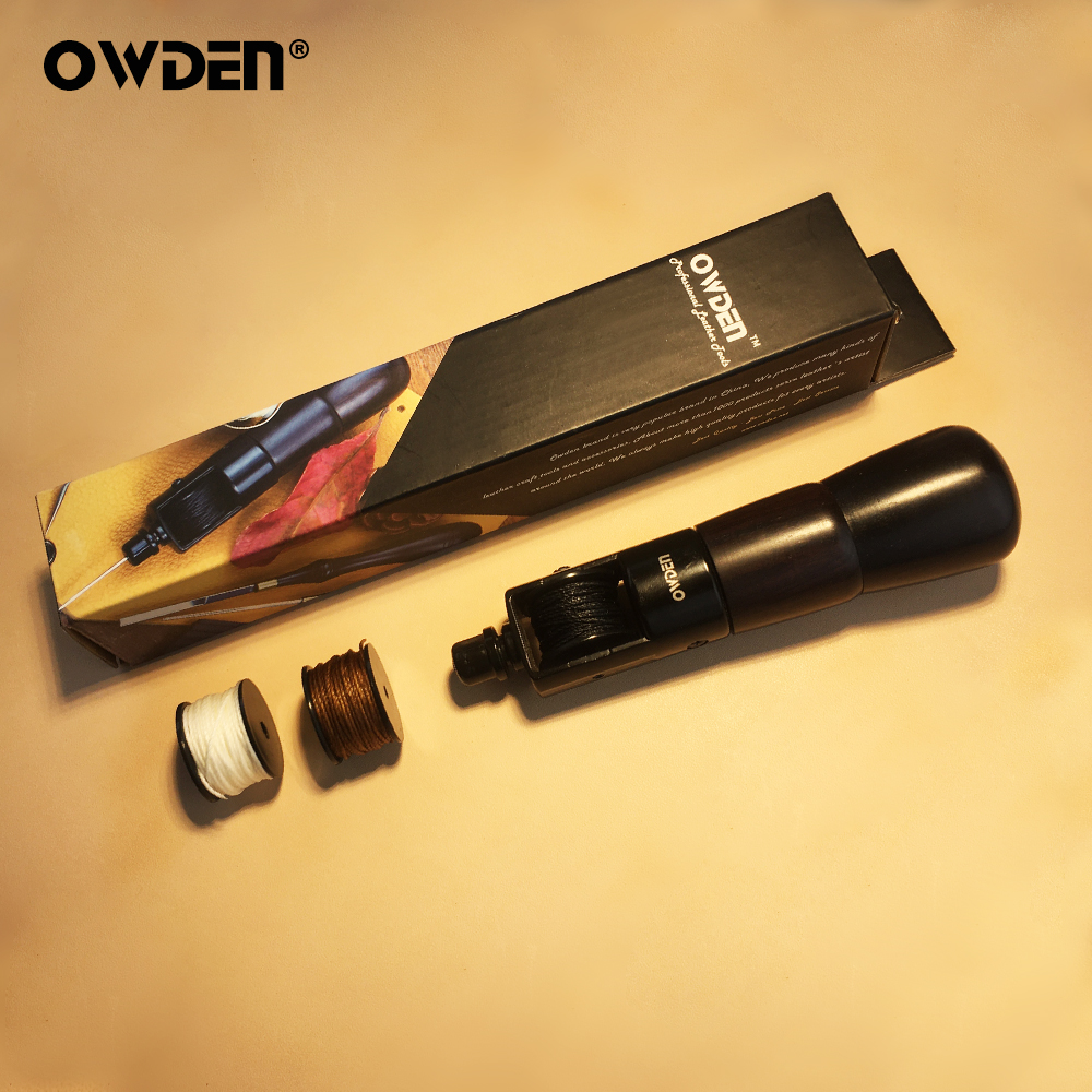 OWDEN-punzón de costura de cuero, herramienta con hilo de coser y aguja para Zapatero, punzón rápido, Kit de costura de cuero