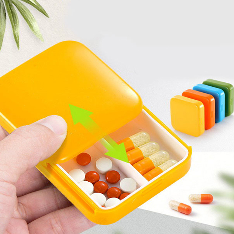 1pc mini bærbare 2 Nett trykk åpen stil pilleboks medisin pilleboks nettbrettoppbevaringseske containeresker oppbevaringsboks