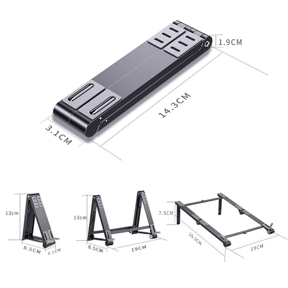 Aluminum Laptop Stand Ergonomic Laptop Tray Adjustable Cooling Laptop Stand Base Lifter For Notebook Computer Tablet Ventilation