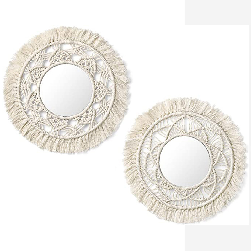 Miroir De décoration murale bohème en macramé, ens... – Grandado