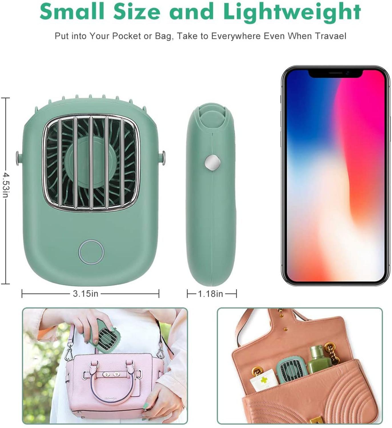 Xiaomi ventilador portátil para colgar en el cuello Mini ventilador de refrigeración de aire de bolsillo Cordón de viaje de verano al aire libre ventilador recargable USB refrigerador manos libres