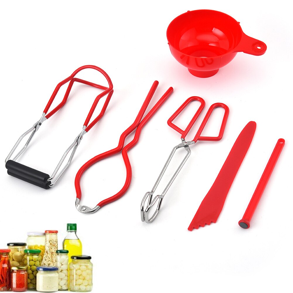 6 Pcs/Set Canning Kit Canning Essentials Set Canning Jar Lifter Kichen Accessories Food Cover Kitchen Funnel Kichen Tools