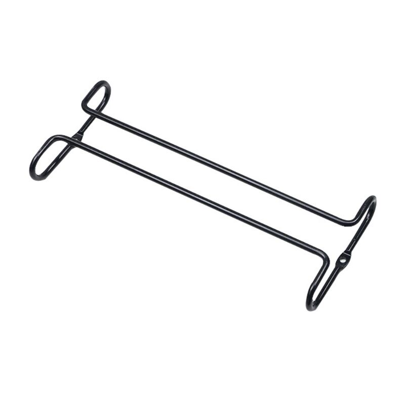 Mensola rovesciata con supporto per bicchiere da vino sospeso a fila singola sotto montata: nero