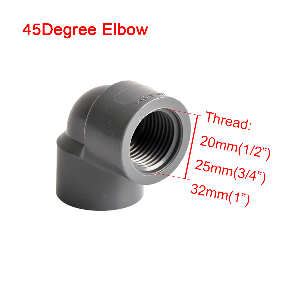 Conector de rosca hembra de PVC 1/2 3/4 1, 20/25/32mm, codo recto, adaptador de 3 vías para tubería de acuario de riego de jardín: Plata / 1/2"