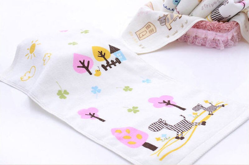 Cotton Baby Towel Washcloth Baby Feeding Baby Face Towels Washers Hand Cute Cartoon Wipe Wash Cloth Super Soft Water Absorption: Red