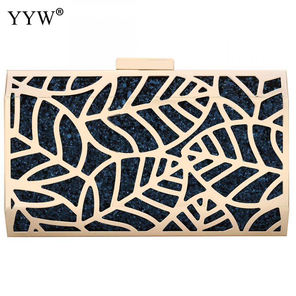 Zink Legierung Kupplung Taschen Für Frauen Abend Tasche Frauen Neue Berühmte Elegante Geometrische Kette Schulter Tasche Kasten Kupplungen: Blau
