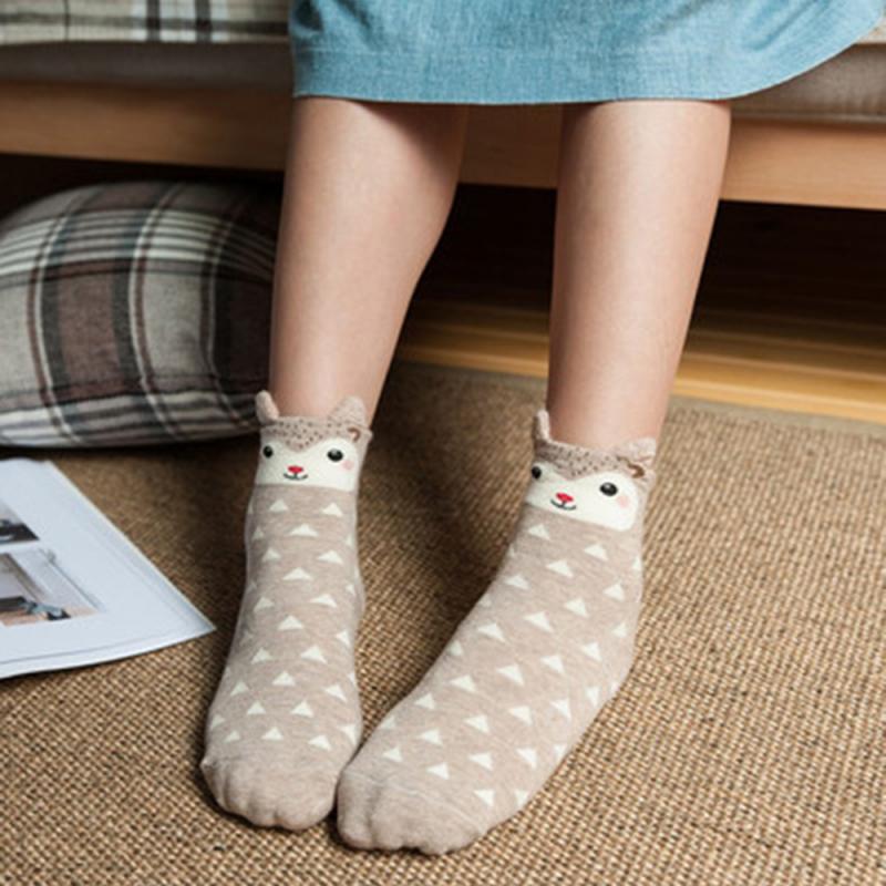 Cute Panda/Rabbit Stereo Ear Cartoon Cotton Socks Women Animals Cat Character Funny Kawaii Meias: 2