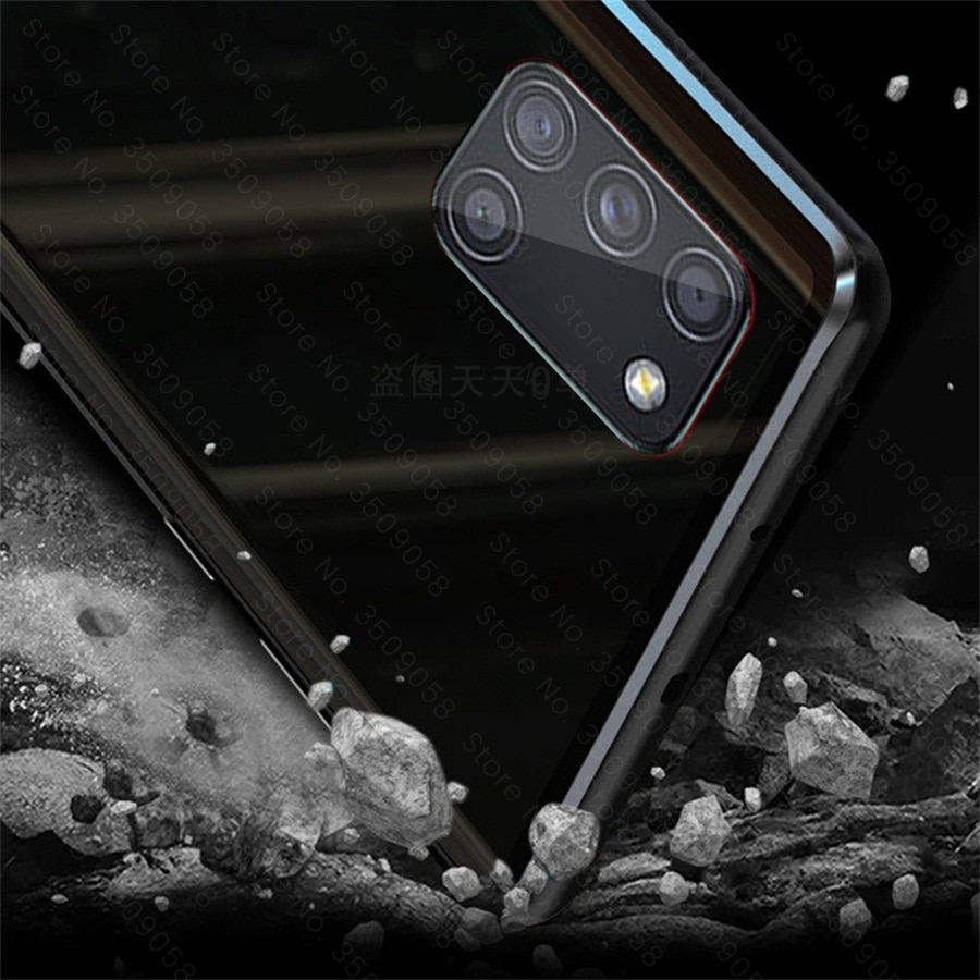 samun a 31 case 360° full cover metal magnetic flip cases for samsung galaxy a31 double-sided glass coque sm-a315f/ds 6.4''
