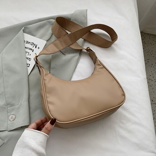 Retro PU Leder Frauen Hobos Kleine Schulter Damen Unterarm Tasche Messenger Taschen Weiblichen Umhängetasche Tote Geldbörse Handtaschen: Kakifarbig