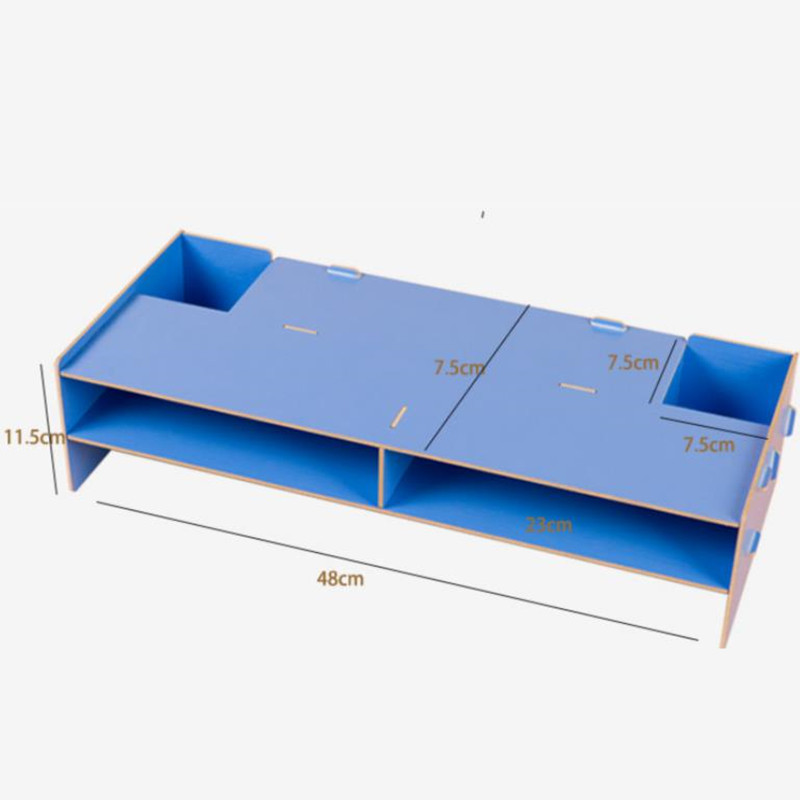 Assembled Computer Monitor Rack 3 Layers Wood Office Table Organizer for Pen/Keyboard/Stationery Laptop Tray 48*20*11.5cm