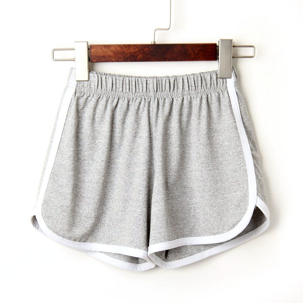 Mode vrouwen korte Effen kleur thuis toevallige Korte Lady Elastische Taille katoenen Shorts Strand Mini Korte lady streetwear: Gray / S