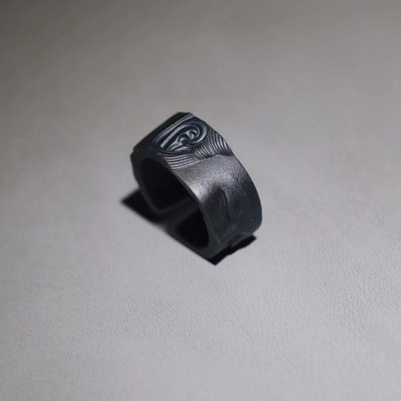 Anillo de media cara de Buda Speak No Evil, accesorios budistas, anillo abierto ajustable gótico hecho a mano, joyería de Unisex, de bendición