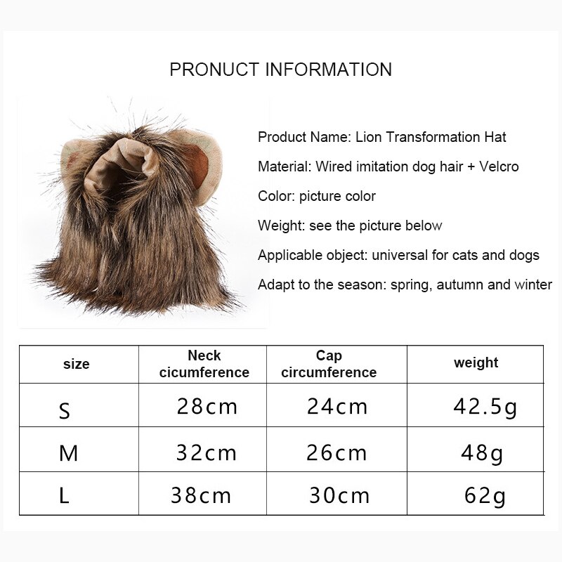 Offre Spéciale animal de compagnie chat chien habiller Costume émulation Lion cheveux crinière oreilles tête chapeau automne hiver silencieux écharpe produits pour animaux de compagnie