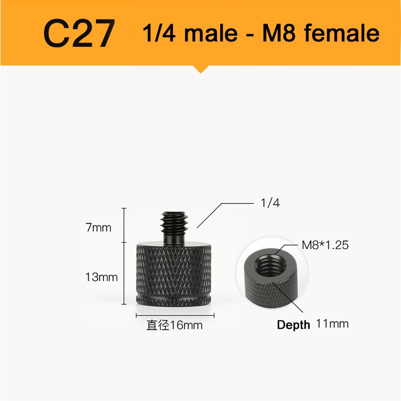 38 typ 1/4 3/8 M8 M6 męnarty na gwint żeńnarty śruba robić mocowania konwerter adapter statyw, lampa pierścieniowa, Selfie Stick, prowadnica, projektor