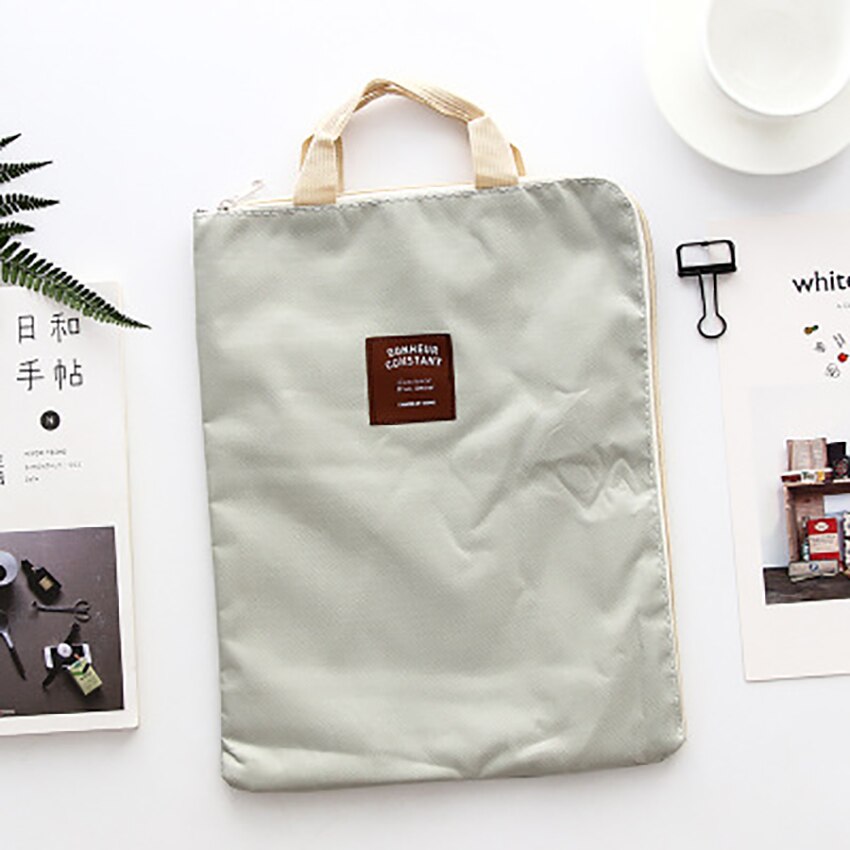 Waterproof Canvas File Folder A4 Paper Organizer Document Storage Zipper Bag Stationery Student Supplies Portable Laptop Holder