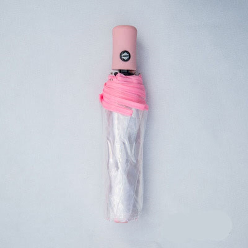 Paraguas transparente para hombre y mujer, sombrilla plegable totalmente automática, de lujo, transparente, para la lluvia, para exteriores, color negro y rosa
