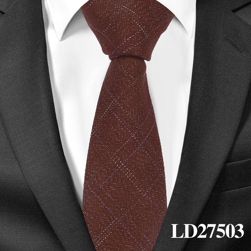 Cravate en laine de coton pour hommes | Cravate de décontractée, cravate étroite à carreaux, Corbata Slim, cravate de mariage, costumes d'affaires: LD27503
