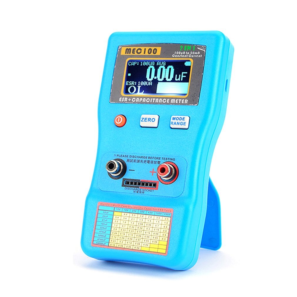 MEC-100 Digital Display Capacitor Meter High Precision Autoranging Electrolytic Capacitance Resistance Meter ESR Tester