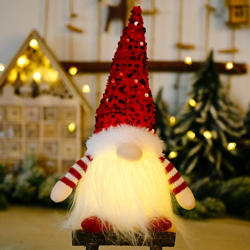 Handgemaakte Pailletten Kerst Gnome Met Led Licht, Met Tomte Gnomes Kerstman En Elf Ontwerpen: Black