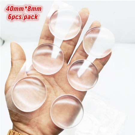 6 Stück Türgriff-Stoßstangenpolster, selbstklebend, transparent, Silikon, Wandschutz, Anti-stoßen, waschbar, wiederverwendbar, runder Türstopper: Silber