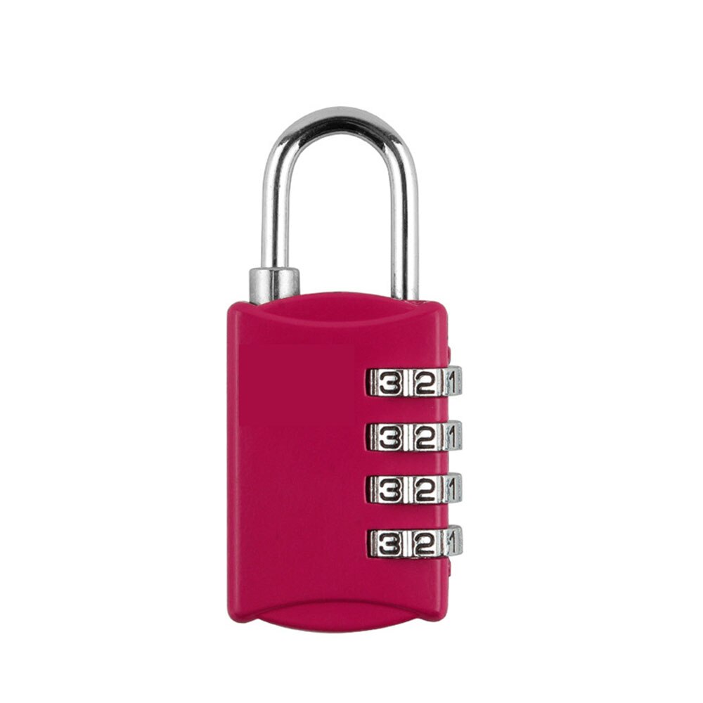 Resettable 4 Digit Combination Mini Lock Travel Luggage Suitcase Bag Weatherproof Protection Padlock Outdoor Safely Code Lock: Rose red