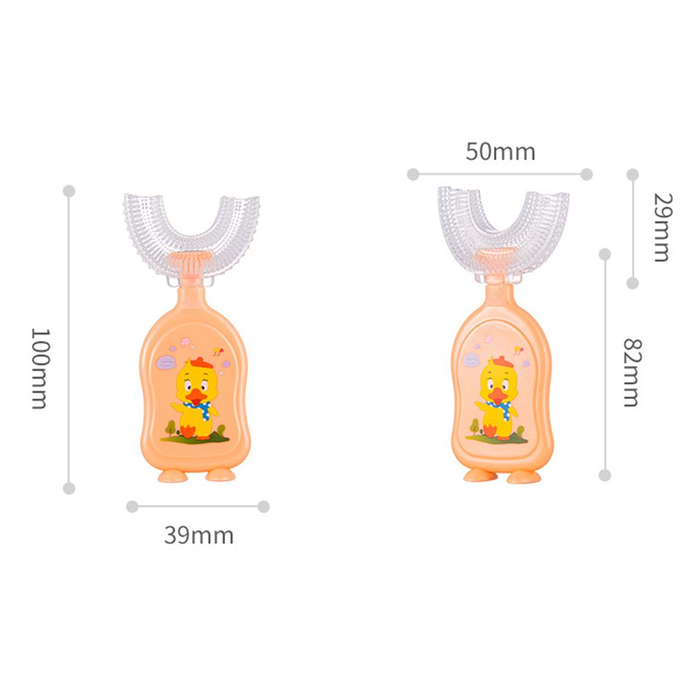 2-13 anni nuovo simpatico orso anatra bocca contenente tipo manuale a forma di U pulizia a 360 gradi massaggio spazzolino da denti in Silicone