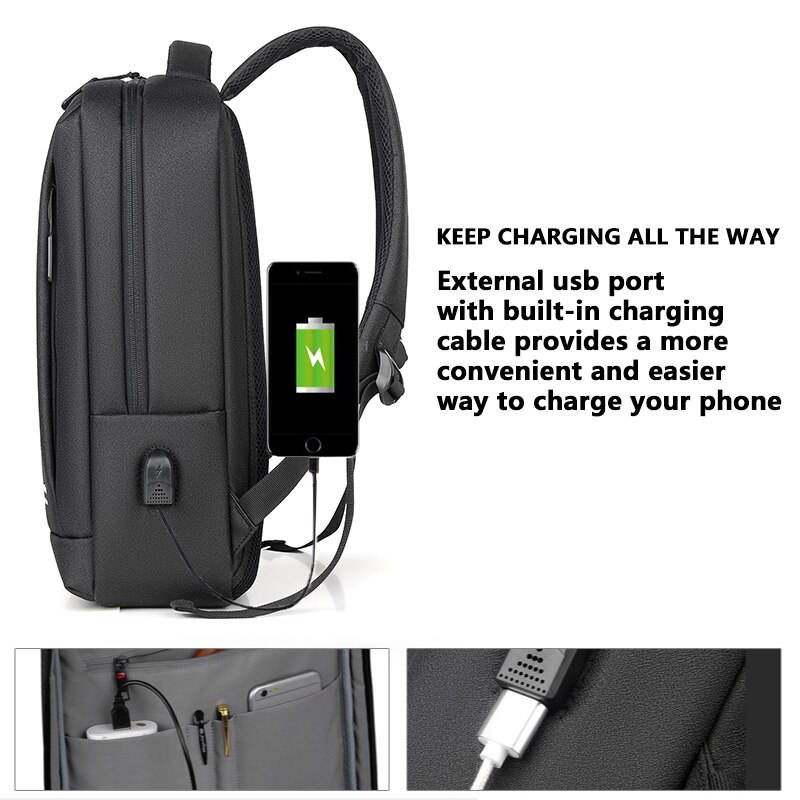 Men Business Travel Backpack Multifunction USB Charging 15.6 Inch Laptop Backpacks for Teenage Male Waterproof Backpack 2076