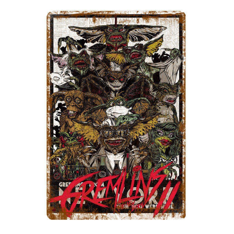 Gremlins Wall Stickers for Kids Room Game Center Home Decoration Vintage Art Painting Plaque Metal Signs