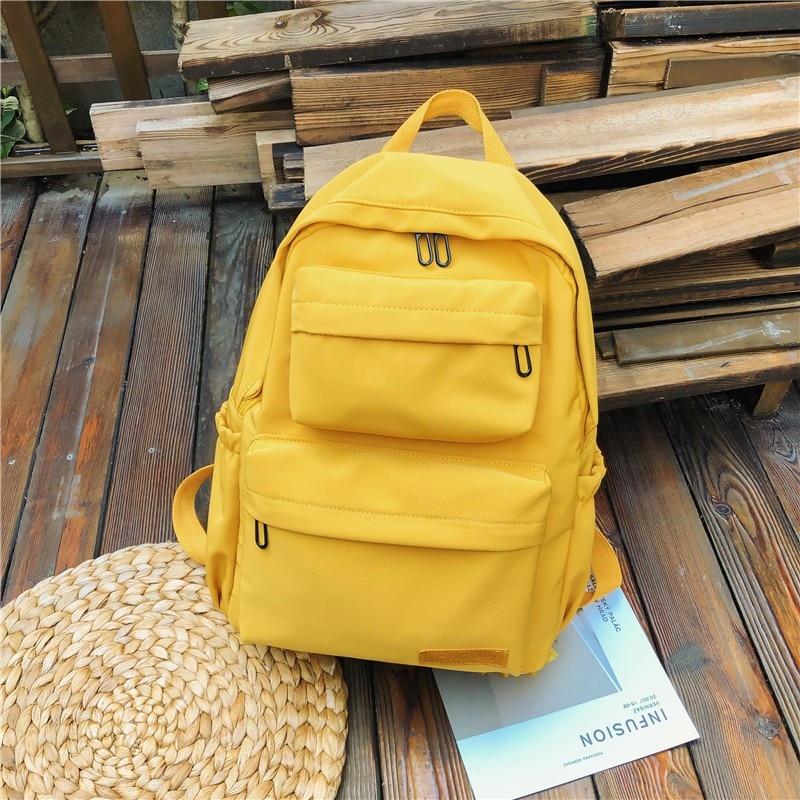 HOCODO imperméable en Nylon femmes sac à dos sac d'école pour adolescentes Multi poche Bookbag femme voyage sac à dos Mochilas: Yellow