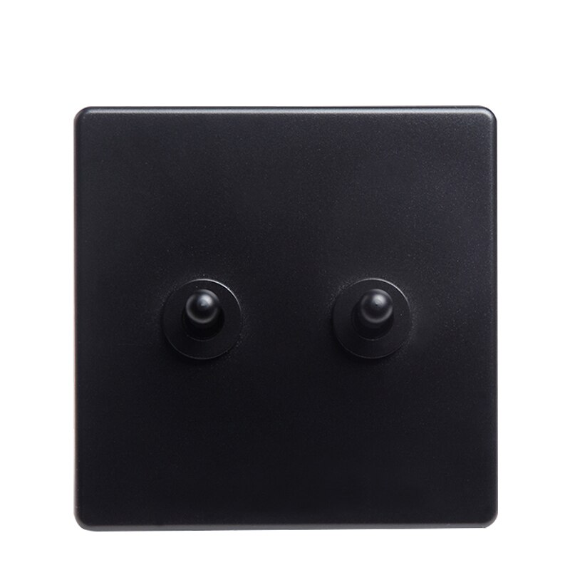 Retro Switch Brass Toggle Switch Wall Power Switch Lamp Light Dual Control 2Way Switch Black Plastic Matte Frame: 2 Gang 2 Way