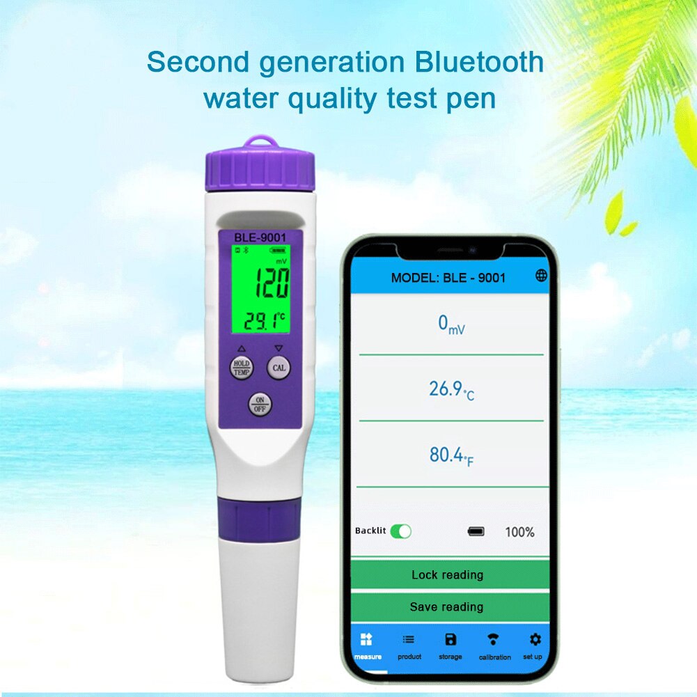 Blue Tooth Temp ORP Meter -999mV~999mV Auto-Calibration Online Monitor Drinking Water Test APP Control for Pool Aquarium