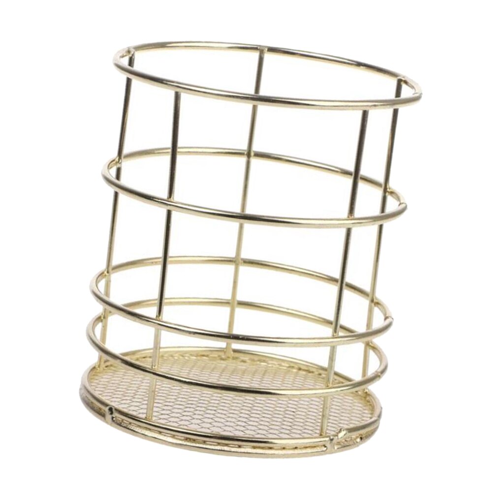 Gold Wire Mesh Pen Pot Pencil Holder / Metal Makeup Brush Holder / Multifunctional