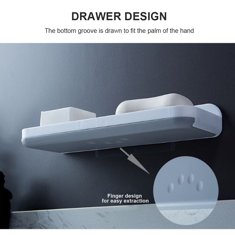 Doble rejilla cajón montado en la pared jabonera doble drenaje jabonera baño ducha jabonera bandeja estante de almacenamiento