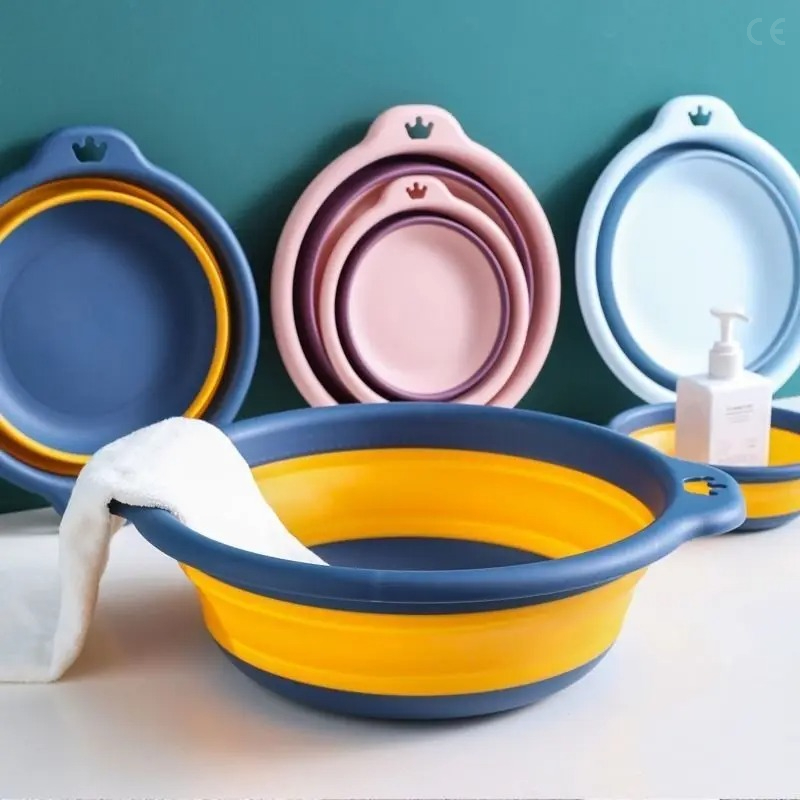 Tragbares faltbares Wäschebecken aus Kunststoff für sterben Reise, zusammenklappbares Waschbecken, sicheres, langlebiges, faltbares Waschbecken für Badezimmer und Haushaltsbedarf