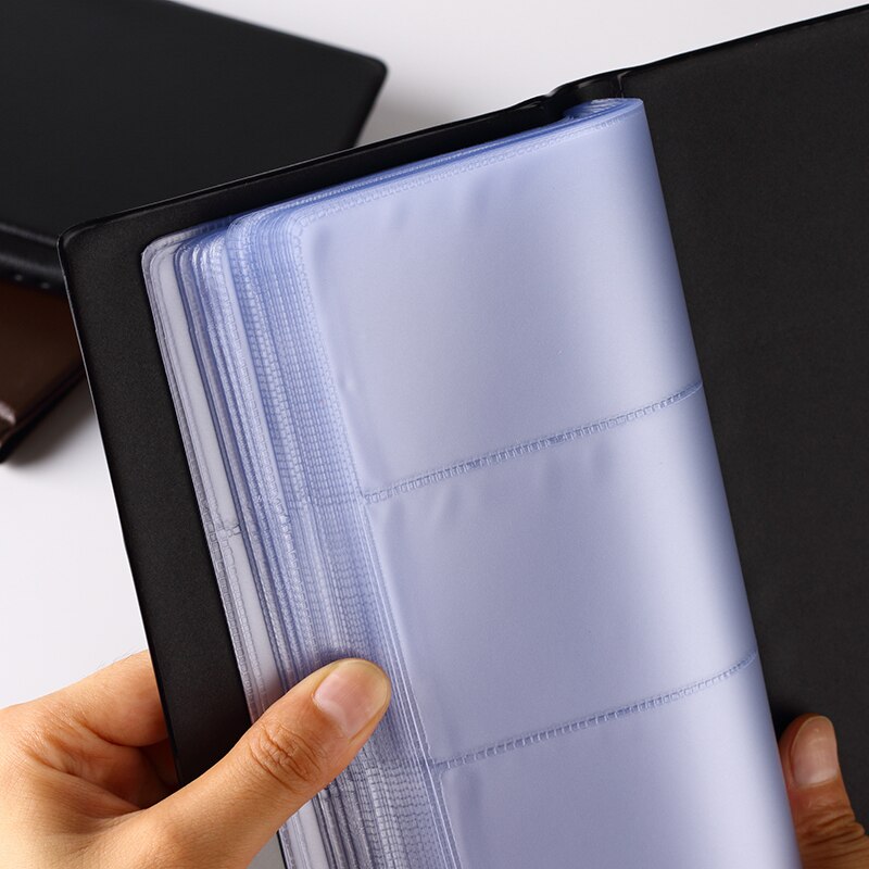 Carry business card book, PU leather business card book, capacity 180 sheets transparent PVC business card book office supplies