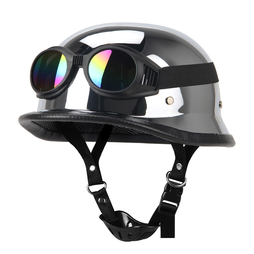 Motor halve helm Duits lederen vintage helm Casco Moto motorfiets open helm Biker Pilot DOT-certificering S-XXL