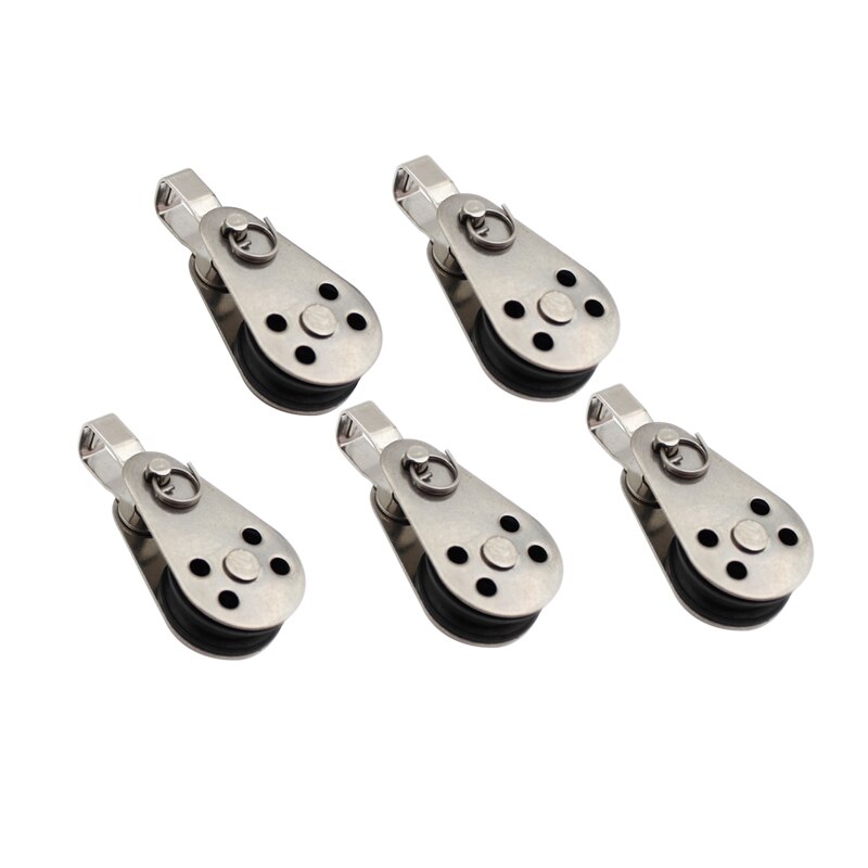 5 stk / sett rulle i rustfritt stål 25mm wire tau kran remskive blokk hengende wire slepehjul