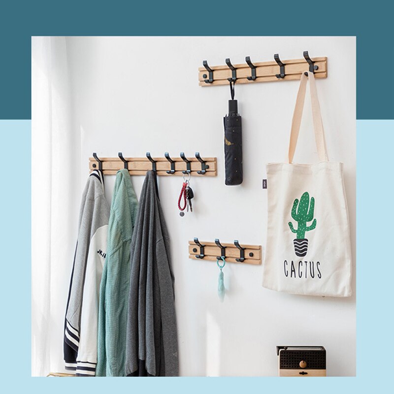Bamboe Kapstok Muur Gemonteerde Haken Eenvoudige Hanger Slaapkamer Muur Rack Met Beweegbare Haken Tt-Best