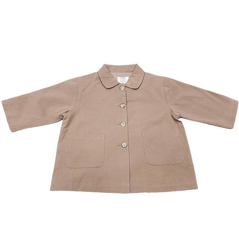 Spring girls solid color retro style trench jackets Kids 2 colors long style coats