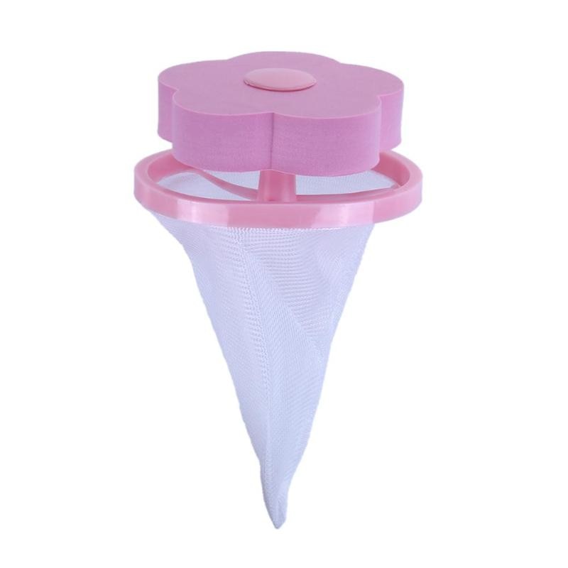 Flower Shape Washing Machine Hair Removal Clean Net Bag Floating Filter powder Cleaning Tools Ball Reusable Laundry Filtration: Hot Pink