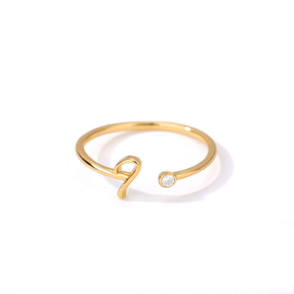Rvs A-J 10 Brieven Ringen Voor Vrouwen Tiny Wedding Ring Alfabet Crystal Initial Ringen Vinger Sieraden Accessoires: 9