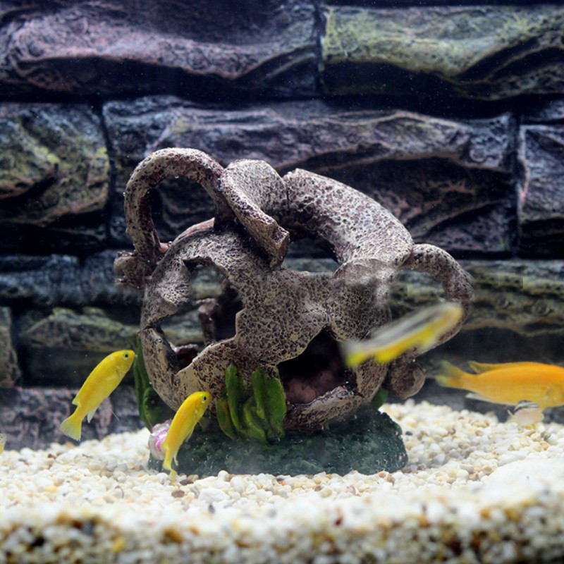 Resin Aquarium Decoration Easter Island Head Statue Egyptian Pharaoh Pyramid Desert Theme Fish Tank Decor